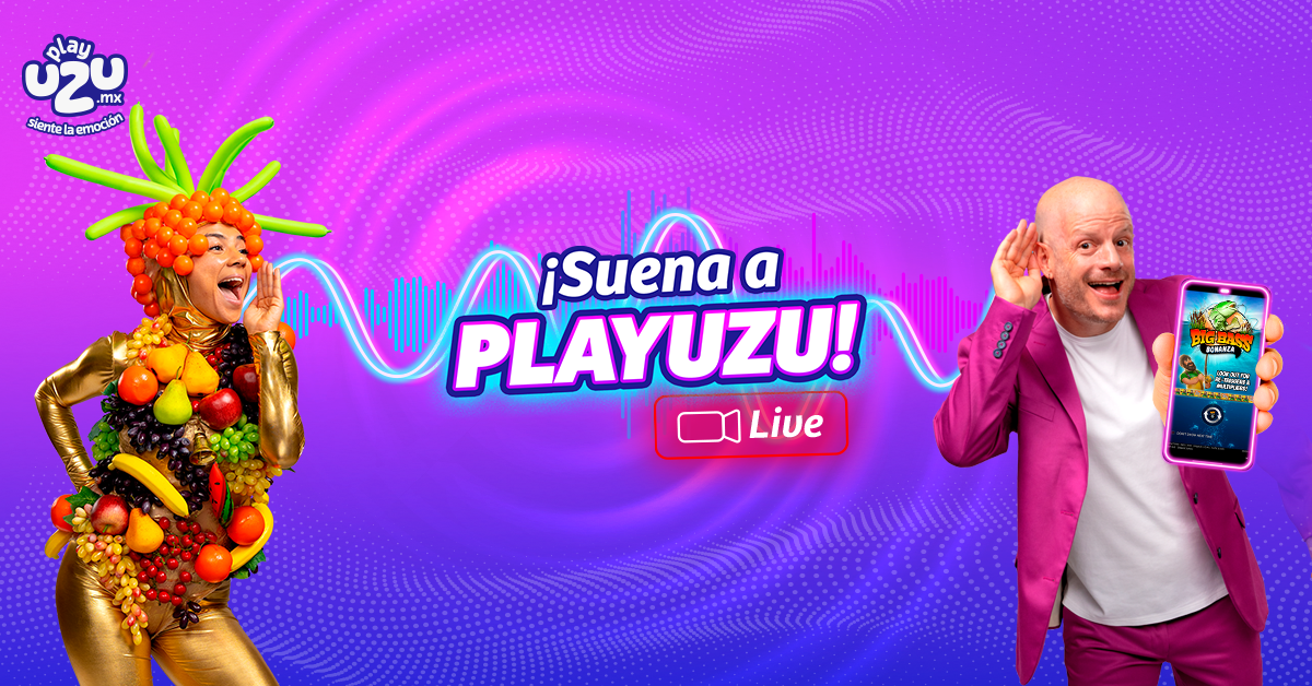 Interfaz de usuario de Playuzu casino mostrando tragamonedas y bonos
